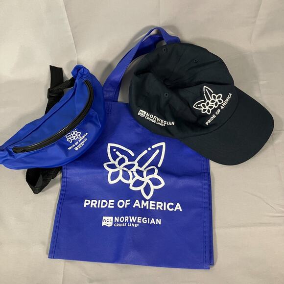 Norwegian Cruise Line Pride of America Lot Hat Tote Bag Waist Pack Souvenir - Picture 1 of 13